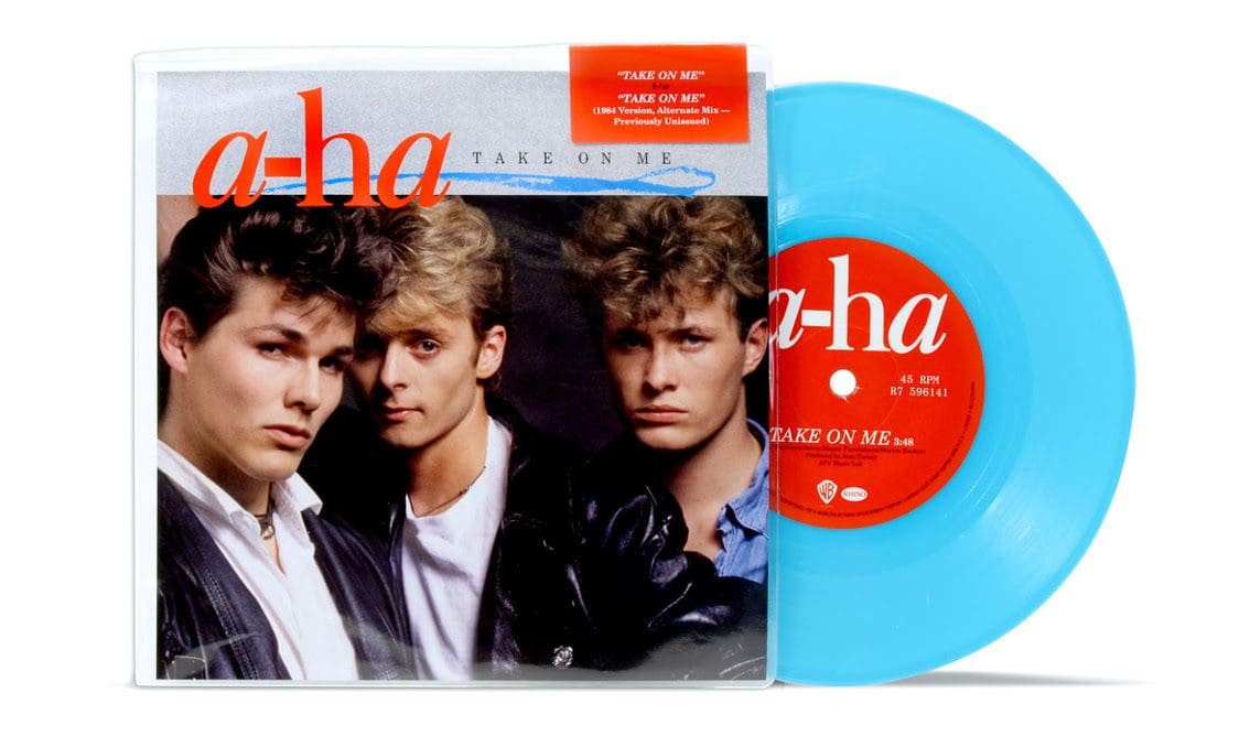 A ha take on me. A-ha take on me пластинка. A-ha обложка. A-ha лейбл. A-ha Hunting High and Low альбом.